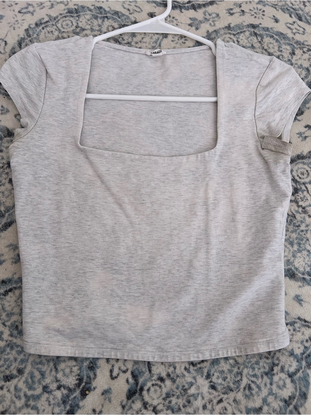 Garage Light Gray Square Neck Crop Top
